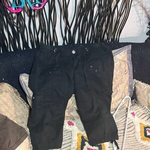 Black Cargo Capri Pants